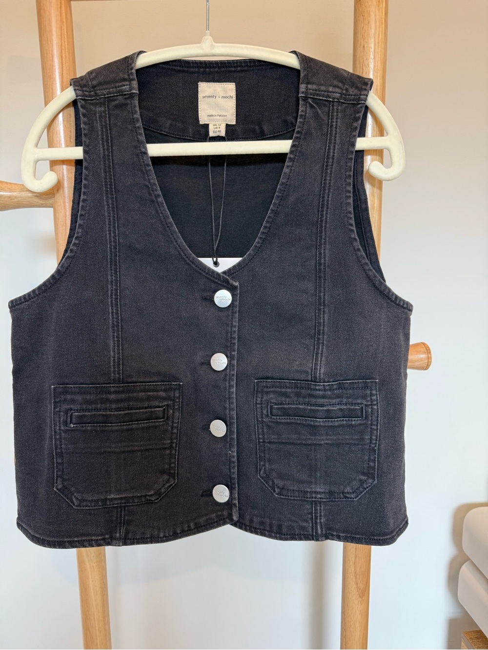 Seventy + Mochi Black Denim Vest